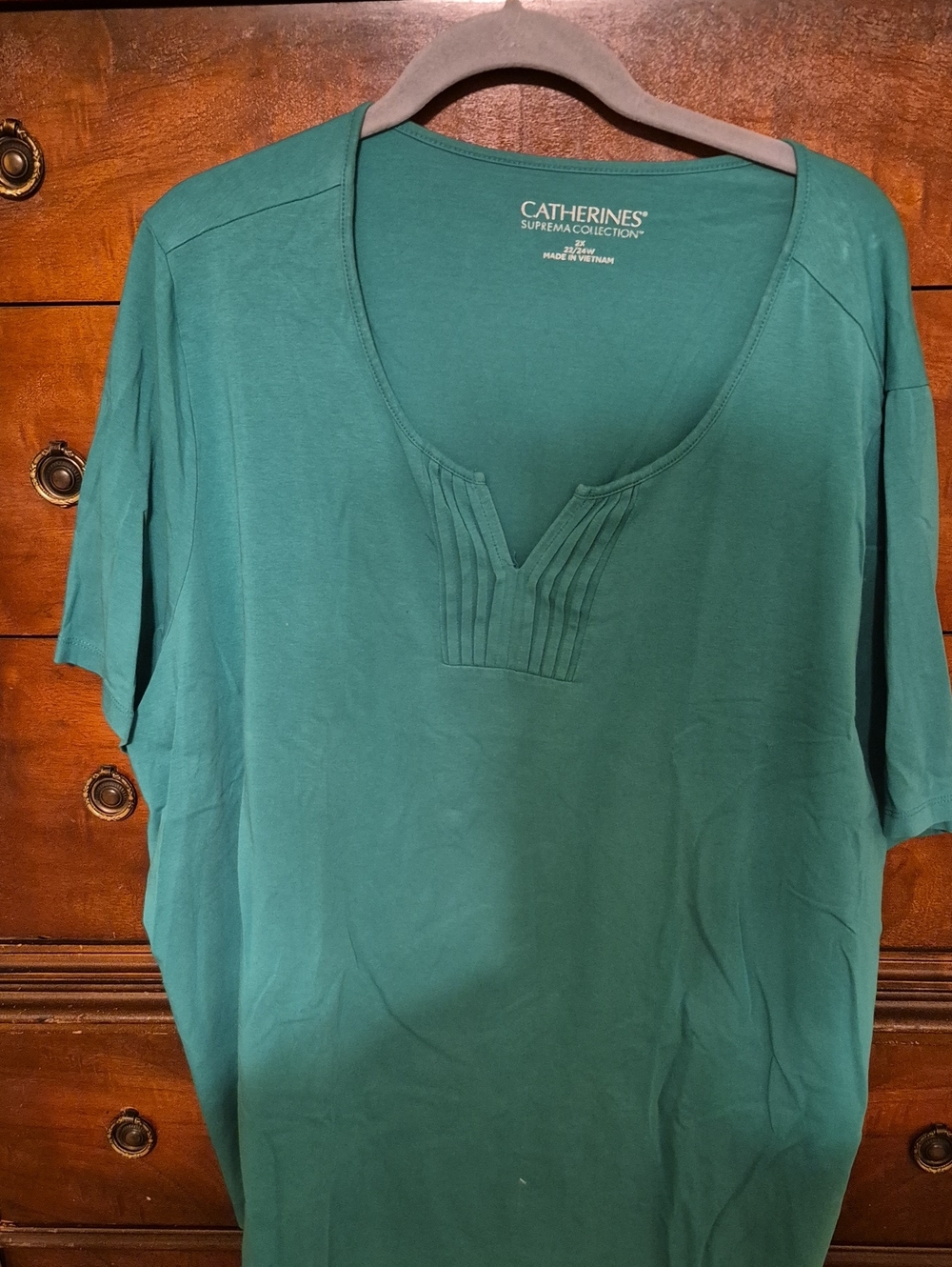 Catherines Teal Split-V Short Sleeve Tee